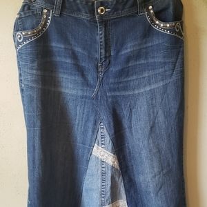 Upcycled custom made plus jean skirt